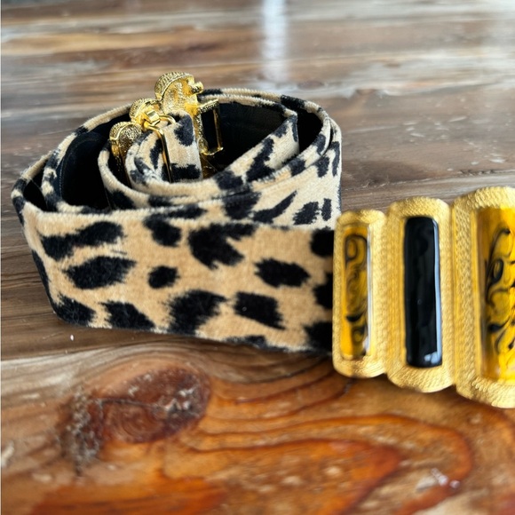 Vintage belt leopard belt cheetah belt Gay Boyer adjustable jeweled belt main image 12